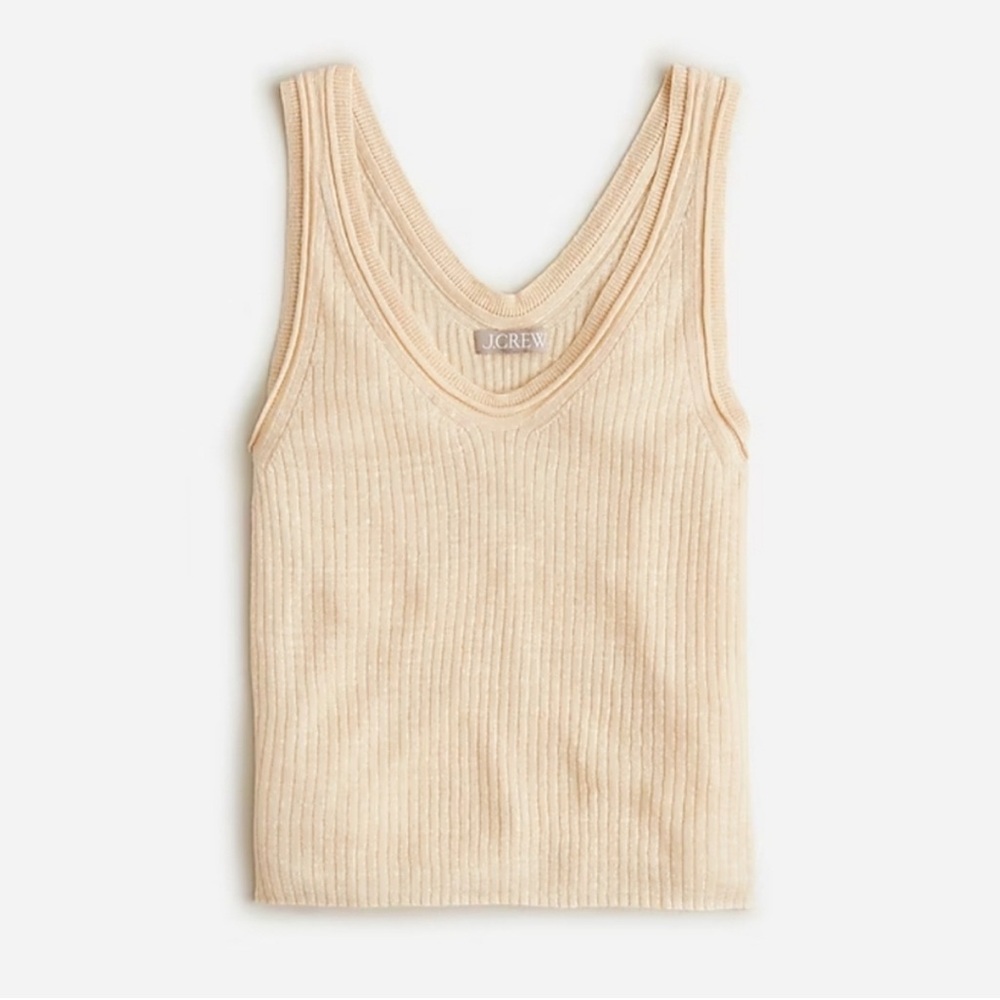 J.crew Merino Linen Blend Sweater Tank in Muslin White